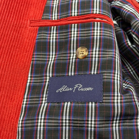 Alan Flusser Corduroy Blazer Rust Orange 44R Academia Professor Preppy Work - Picture 6 of 14